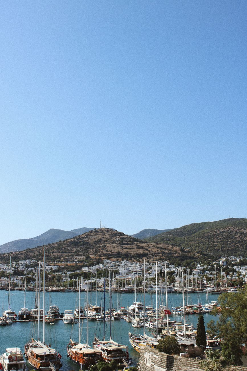 Bodrum marinada yatlar ve arka planda yamaca kurulu konutlar